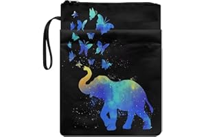 Poceacles Custodia per libro per gli amanti dei libri elefante farfalle modello copertina per libro per copertina rigida protezione libro brossura durevole maniche per libri con cerniera