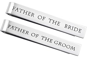 LParkin Stainless Steel Tie Clip Wedding Set - Father of The Groom Tie Clip - Father of The Bride Tie Bar