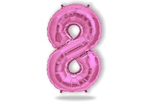 FUNXGO Globo Gigante Número 8 en Rosa - Decoración para Cumpleaños, Aniversarios, Celebraciones - Decoracion 8 Cumpleaños años - Globo Rosa con Número 8 Inflar con Helio o Aire - Globo 8 Rosa