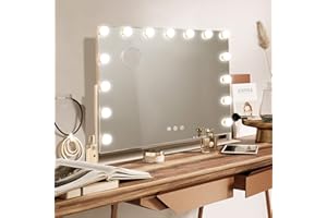 Hansong Hollywood Vanity Mirror with Lights 360 Degree Rotation Dressing Table Mirror with 15 LED Bulbs and 10X Magnification Touch Screen Large Makeup Mirror for Bedroom and Dressing Room