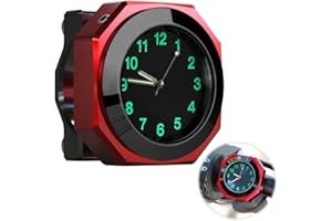 shirylzee Luminous Motorcycle Handlebar Watch Waterproof Motorbike Handlebar Quartz Clock for 22-28mm Handlebars, 3.3cm Diameter (Red)