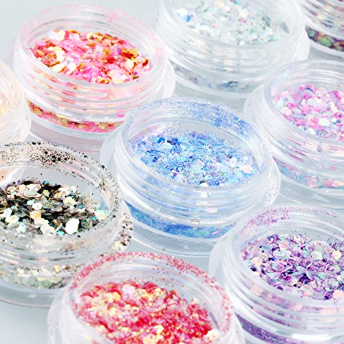 Gellen glitzer Puder für Nageldesign 12 Farben #set 1 - 3