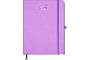 BEZEND Agenda 2025 A4 Couverture Rigide en Cuir PU 21,5 x 28,5 cm Agenda Semainier Vertical avec 100 GSM Papier Certifié | Planner 2025 avec Onglet Mensuel - Lavande