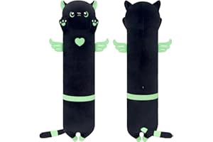 Yeqivo Almohadas Suaves de Peluche para Gatos Largos Peluche para Gatos Peluche para Gatitos Peluche Kawaii Peluche para Gatos Novias Infantiles(50CM Ángel Verde)