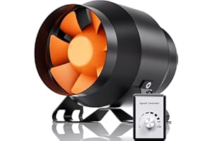 Hon&Guan 100mm Rohrventilator mit Drehzahlregler,EC Rohrlüfter 360 m³/h EU-Stecker für Growzelt Gewächshaus Aktivkohlefilter 3D-Drucker