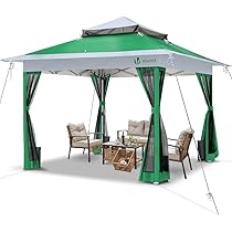 Gazebo Da Giardino VOUNOT 3.6x3.6m Beige Con 4 Pareti Rete - Tenda Doppio Tetto Pop Up Con Sacchi Sabbia - Foto 6