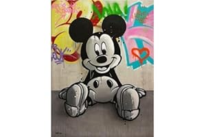HUANNY Kit de broderie diamant pour adultes et enfants, peinture à strass ronds avec strass, point de croix, art diamant et pois (30,5 x 40,5 cm) Mickey Mouse