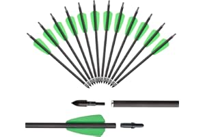 Huntingdoor Flèches en Carbone à Boulon d'arbalète de 7,5 "avec Pointe de flèche remplaçable et flèche de Chasse à l'arc à ailettes en Plastique de 2" pour arbalète Adder Cobra System