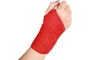 YELOUMISS Tutore Polso Regolabile Polso Fascia Elastica Supporto Polso Tutore Tunnel Carpale Per Artrite, Tendinite, Fitness, Badminton, Tennis per Mano Destra e Sinistra Polsiere Sportive 1 Pezzo (rosso)