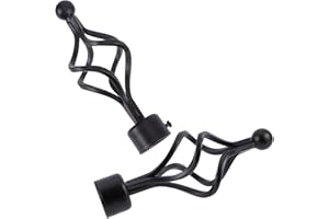 GORGECRAFT 2PCS Curtain Rod Finials 28mm Drapery Pole End Black twists Cage Shaped Replacement Decorative End Head Caps for Home Office Curtain Roman Rod Decor Accessories (143x65mm)