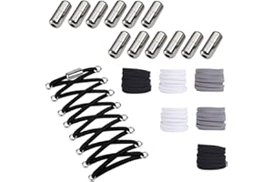 Widamin No Tie Elastic Shoelaces, Tie Free Elastic Laces with Metal Buckles, No Tie Laces for Kids and Adults, Lazy Shoelaces for Trainers