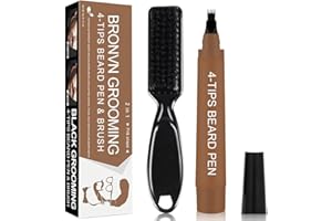NAILPRETTY Beard Pen Filler para hombres,Relleno de Barba de Instantáneos,Lápiz Barba Hombre,Delineador para barba fácil,Water Proof Micro-Fork Tip Beard Pen,Moustache, Eyebrows (Marrón oscuro)
