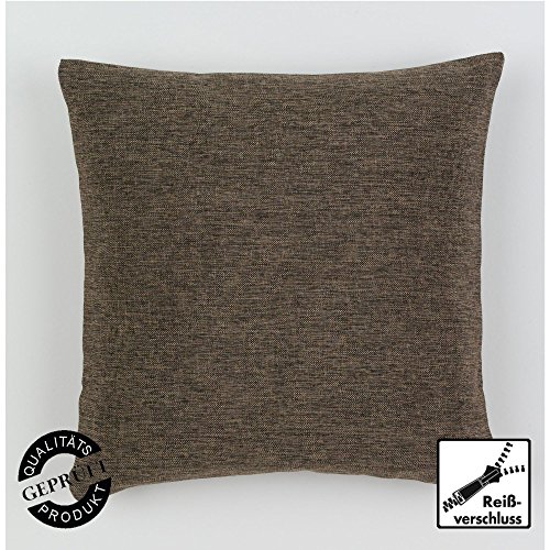 XXL Melange-Kissen mit RV und herausnehmbarer Füllung / 60×60 cm / Deko-/Zierkissen / Sofakissen / taupe (graubraun) - 2