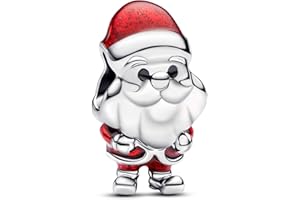 PANDORA Moments 793593C01 - Charm giocoso con Babbo Natale in argento Sterling, 10,6x16x8,8 mm, Argento sterling, Nessuna pietra preziosa
