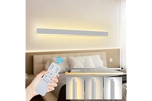 ZTWLEED Applique da Parete Interno Dimmerabile,38W LED Lampada da Parete con Telecomando 2.4GHz,Applique da parete Moderno Lunga per Soggiorno Camera da Letto Scala Corridoi Bianco 100CM 110-240V