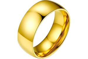 PROSTEEL El Anillo para hombre y mujer personalizable de acero inoxidable/chapado en oro, anillo de alianza simple de 2 mm/4 mm/6 mm/8 mm, talla 47/49/52/54/57/59/62/64/67/69