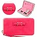 Produktbild Damen Handy Leder Geldbörse Lang, Portemonnaie mit Münzfach Kreditkartenetui Kartenfächer, Damen Portmonee Geldbeutel mit Bow Tie Muster,multifunktionale PU Leder Handytasche Case Hülle für Huawei P8 / P8 Lite 2017 / P9 lite/ P10 / P10 Lite,Huawei Mate 9 / Mate S, Huawei Ascend Mate 7, Honor 9 / Honor 8 / Honor 6X / Nova plus / Y6 Pro 2017 / Huawei Y6 II /Y3 II mit schleife Schnalle Wristlet Buckle Frauen Handgelenktasche Handtasche Clutch Mädchen Geldtasche Münzen Beutel Brieftasche Rosa rot