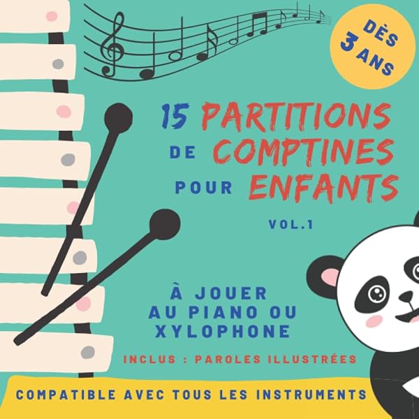 40 Partitions Pour Xylophone Enfant 8 Notes - Notation Colorée - Chansons Françaises Et Internationales - Inclus MP3
