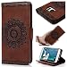 Produktbild SMART LEGEND Samsung Galaxy S7 Ledertasche Mandala Blume Drucken Brieftasche Handyhülle mit Handschlaufe Braun Muster Premium Schutzhülle Wallet Case Design Lederhülle Neu Zubehör im Bookstyle Cover Schale mit Ständer Standfunktion Etui Karten Slot und Magnetverschluss Flip Case