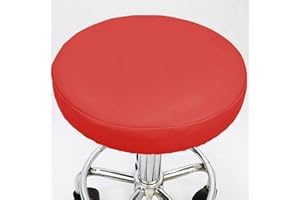 ping bu Set mit 2/4 runden Hockerbezügen, wasserdichter PU-Leder, Stuhlbezug für Zuhause/Küche/Bar/Büro (2 Stück - 36 cm, rot)