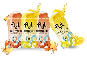 fyl Zuckerfreier Sirup Starterset – Geschmacksrichtungen Eistee für 48L Zero Getränk – enthält Vitamin-B-Komplex - Perfekter Durstlöscher für zu Hause und Unterwegs