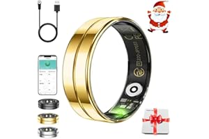 Bclsks Gifts Christmas for Women Men,Smart Ring for Women Men,Health & Activity Tracker with Heart Rate,Sleep Monitoring/Blood Oxygen/Motion Tracking,Waterproof & No Subscription Required Gold 9