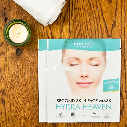 Premium Tuchmasken mit Dermatest-Note „Sehr Gut“. Vliesmasken Sheet Mask mit Hyaluron und Algenextrakten für Strahlend Schöne Haut von Konivéo. Gesicht Masken aus Tuch 100% Parabenfrei (2er Spar-Set) - 2