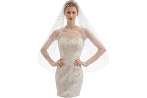 EllieHouse Womens Short Fingertip Length 1 Tier Lace Wedding Bridal Veil With Metal Comb L68
