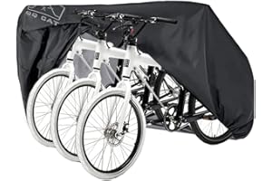 Large Bike Cover for 3 Bikes, Waterproof Bike Covers for Outdoor Storage Heavy Duty Ripstop Material 210T Nylon QQ CAT Bicycle Cover with Storage Bag for 29er Mountain Road Electric Bike Motorcycle