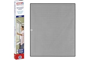 ‎TESA tesa Insect Stop Clip On - moskitiera zatrzaskowa okienna - rama docinana na wymiar, siatka z wytrzymałego włókna szklanego, samoprzylepne klipsy mocujące - 1,2 x 1,4 m - antracytowa