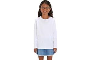 Hilltop Camiseta para Niños de Manga Larga / 100% Algodón Orgánico para Niños y Niñas. Ideal para Estampación (ej.: con Papel Transfer, Estampado Metálico Foil)