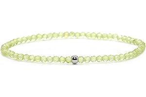 Echtes Peridot Edelstein Armband mit facettierten 3mm Perlen - verschiedene Längen - Heilstein Schutzstein Edelsteinarmband Glücksbringer Talisman Geschenk (Peridot, 18CM)