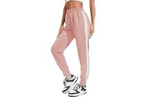 COOrun Jogginghose Damen Jogger Sporthose Sommerhose Trainingshose Streifen Sweatpants Stretch Bequeme Strandhose Freizeithose mit Taschen für Sport Yoga Tanz Jogging