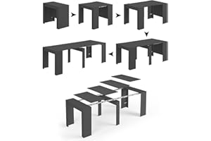 Dmora Consolle Compton, Pranzo allungabile, Tavolo con allunghe Multiuso Estensibile Fino a 10 posti, 51/237x90h78 cm, Antracite, Portallaunghe Incluso