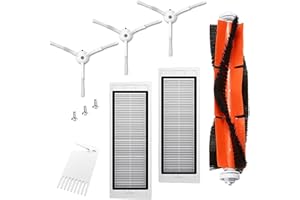 APZOVO Pièces de Rechange pour Xiaomi Roborock S50 /S51 /S55 /S5 Max /S6 /S60 /S65, Kit d'accessoires pour Roborock S5 Max, 1 Brosse Principale, 2 Hepa Filtre, 3 Brosses Latérale