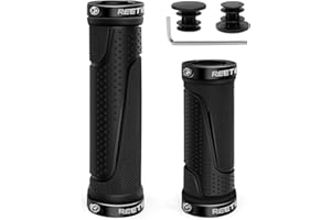 REETEE Manopole MTB Gomma Antiscivolo Impugnatura Bici, Ergonomici Maniglie Manubrio Bici Doppio Serratura in Alluminio Impugnature Manubrio Bicicletta per 22 mm Bicicletta Pieghevole