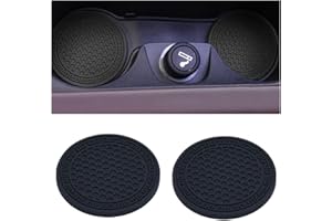 JNNJ 2 Pièces Dessous Verre Universels pour Les Porte-Gobelets, Dessous De Verre pour Porte-Gobelet De Voiture-Antidérapants, Accessoires Intérieurs Automobiles en Silicone Antidérapant(Noir)
