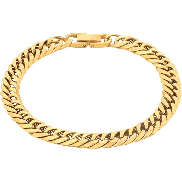 SALVE Men Gold Figaro Chain Bracelet – 9.5mm Wide, Waterproof