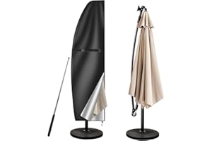 wiipara Sonnenschirm Schutzhülle mit Stab, Abdeckung für Sonnenschirm 2m bis 3m Große Ampelschirm Schutzhülle, UV-Schutz, Wetterfeste, Winddicht und Schneesicher, 205x25/57/48cm