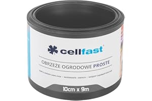 Cellfast Borde para césped Liso, Valla de jardín, cercado de jardín, cercado para césped, Barrera, plástico Grafito, 10 cm x 9 m