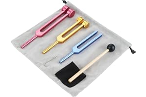 DRELD Set di diapason da 128 Hz, 256 Hz, 512 Hz, per guarigione dei chakra, terapia del suono, riparazione del DNA e uso medico, con panno di pulizia, chiave a brugola e martello in silicone