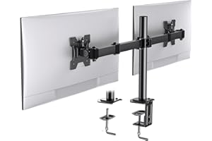 HUANUO Support Double Moniteur pour écrans 13-27 Pouces Bras avec 2 Options D'installation pour VESA 75/100