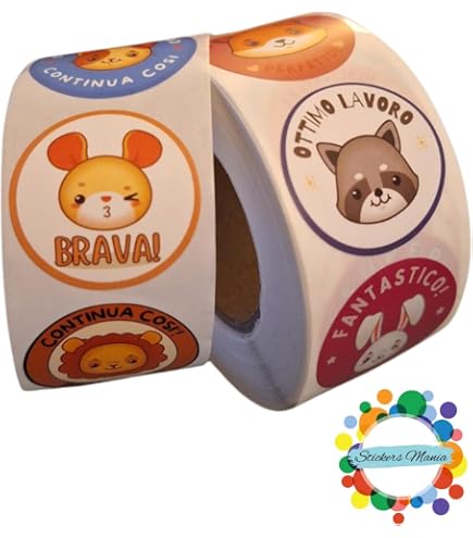 2000 Autocollants Récompense - 4 Rouleaux, 32 Modèles Animaux Avec Mentions 'Good Job' Etc. - Pour école, Classe, Motivation - 8