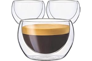 Youngever 3 Paquetes 150ML Tazas de Espresso, Vasos de Café Doble, Tazas de Café de Vidrio