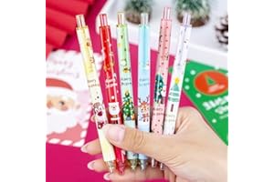 QUOHE 12 Pièces Stylos à Bille de Noël, Stylo à Bille Rétractable Noir Noel Petits Cadeaux Calendrier Avent, Petit Cadeaux de Table Noel Sacs Ensemble de Cadeau Scolaires pour Étudiants Enfants Collegue