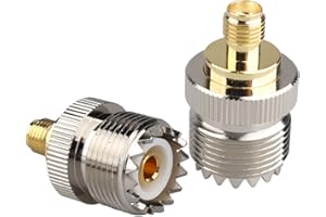 Futheda 2 unidades SMA hembra a UHF PL-259 hembra SMA a PL259 adaptador SO239 macho a conector SMA macho convertidor conector coaxial SMA compatible con antena de radio CB SO239 macho a conector SMA