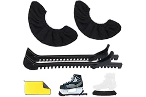 Mineup Protections de Patins à Glace, Protège Lame à roulettes Patin a Glace, 1 Paire de Chaussettes Elastiques de Hockey sur Glace+ 1 Paire de Protection Réglable en Plastique + 1 Serviette