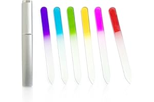 ZWZNBL Paquete de 6 limas de uñas de vidrio con estuche, lima de uñas de cristal profesional, lima de uñas de vidrio de doble cara para uñas naturales