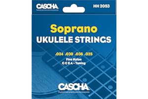 Cascha Sopran Ukulele-Saiten-Set I Premium-Nylon-Saiten für Sopran-Ukulelen I sehr gute Klang-Qualität & hohe Lebensdauer I hochwertiges 4er Saiten-Set G-C-E-A I Soprano Ukulele Strings 4 Stück