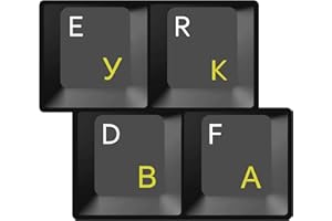 HQRP Adesivi laminati di cirillico ucraino russo per tastiera, trasparenti con lettere gialle per PC laptop desktop
